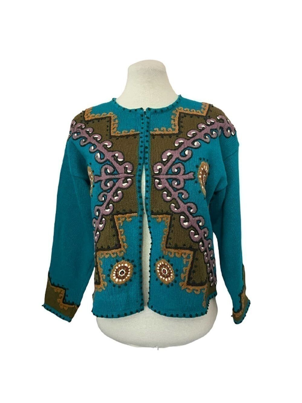 𝅺rafia Vintage 80's Embroidered Sweater Women's Size M